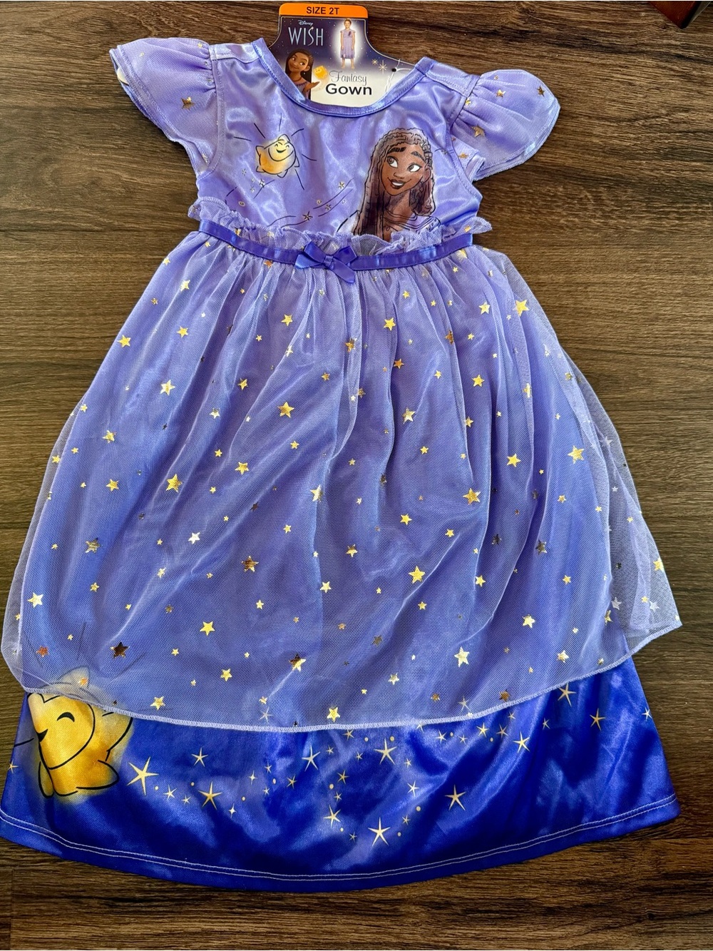 DISNEY Wish Dress Kids Purple Asha Star Tulle Overlay Princess Nightgown NWT